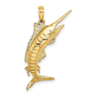 14k Yellow Gold 3-D Polished Blue Marlin Pendant