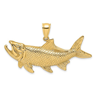 14k Yellow Gold Tarpon Fish w/Open Mouth Pendant K8132