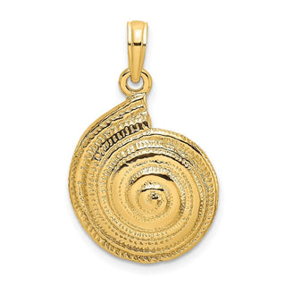 14k Yellow Gold 2-D Textured Troca Shell Spiral Pendant