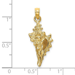 14k Yellow Gold 3-D Conch Shell Pendant K8136