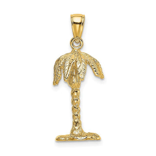 14k Yellow Gold 3-D Textured Palm Tree Pendant