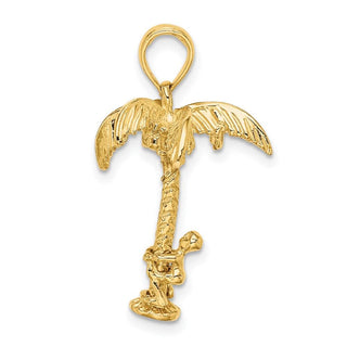 14k Yellow Gold 3-D Palm Tree w/Moveable Man Pendant