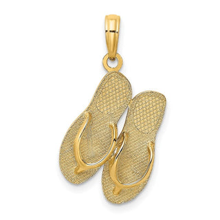 14k Yellow Gold Large San Diego Double Flip-Flop Pendant