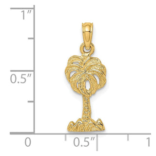 14k Yellow Gold 2-D Palm Tree Pendant