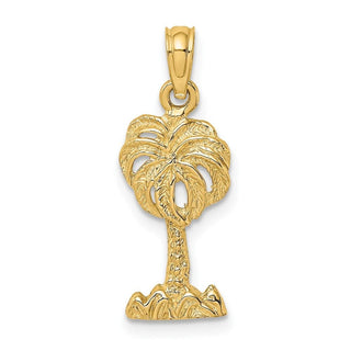 14k Yellow Gold 2-D Palm Tree Pendant