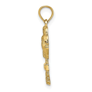 14k Yellow Gold 2-D St. Martin On Palm Tree Pendant