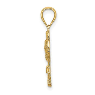 14k Yellow Gold 2-D St. Thomas On Palm Tree Pendant