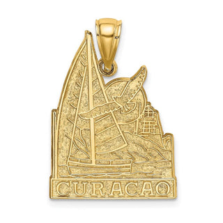14k Yellow Gold Curacao w/ Sailboat and Seagull Pendant