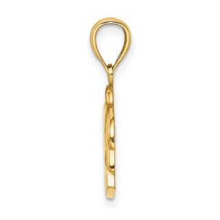 14k Yellow Gold 2-D and Polished BARBADOS Under Dolphin Pendant