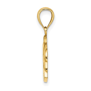 14k Yellow Gold 2-D and Polished BARBADOS Under Dolphin Pendant