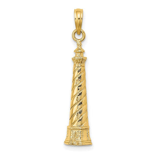 14k Yellow Gold 2-D Cape Hatteras Lighthouse Pendant