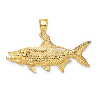 14k Yellow Gold 3-D Textured Tarpon Fish Pendant
