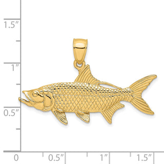 14k Yellow Gold 3-D Textured Tarpon Fish Pendant