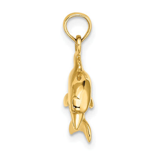 14k Yellow Gold 3-D Dolphin Jumping Pendant