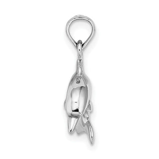 14k White Gold 3-D Dolphin Jumping Pendant