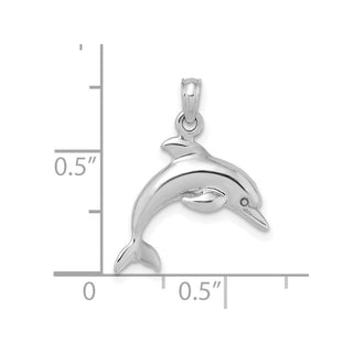 14k White Gold 3-D Dolphin Jumping Pendant
