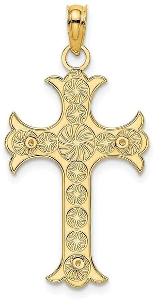 14k Yellow Gold Double Sided Engraved Cross Pendant