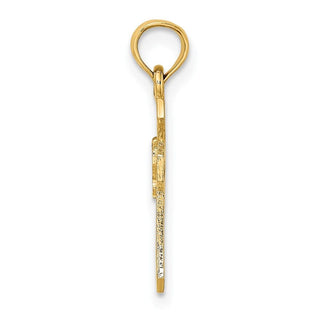 14k Yellow Gold Cut-Out Cross with Dove Pendant