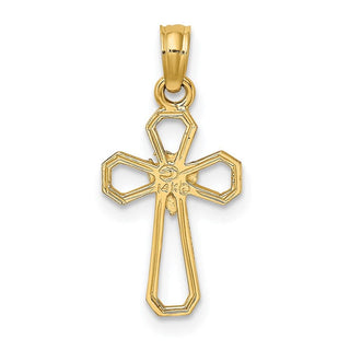 14k Yellow Gold Cut-Out Cross with Dove Pendant