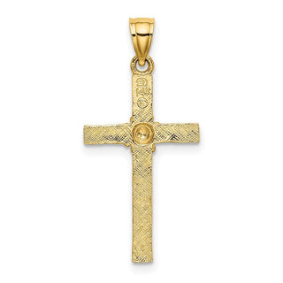 14k Yellow Gold Cross with Flower Pendant