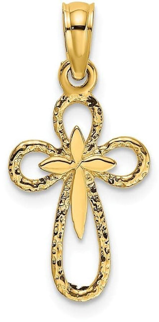 14k Yellow Gold Cut-Out Cross with Small Interior Cross Pendant