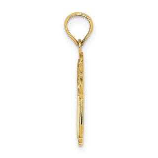 14k Yellow Gold Cut-Out Polished and Textured Cross Pendant