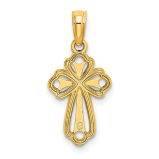 14k Yellow Gold Cut-Out Polished and Textured Cross Pendant