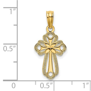 14k Yellow Gold Cut-Out Polished and Textured Cross Pendant
