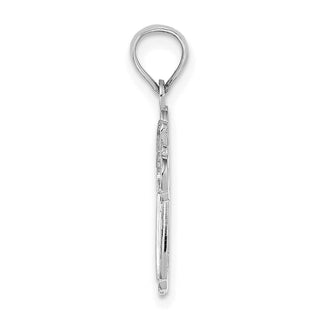 14k White Gold Cut-Out Polished and Textured Cross Pendant