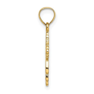 14k Yellow Gold Solid Polished and Textured Cross Pendant