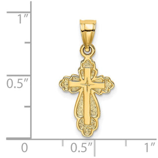 14k Yellow Gold Solid Polished and Textured Cross Pendant