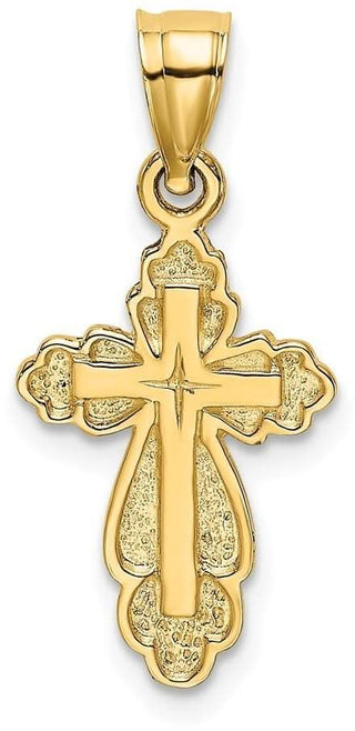 14k Yellow Gold Solid Polished and Textured Cross Pendant
