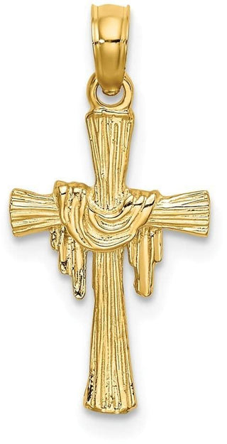 14k Yellow Gold Cross with Drape Pendant Style 8344