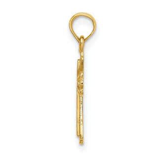 14k Yellow Gold Engraved Small Cross with X Center Pendant