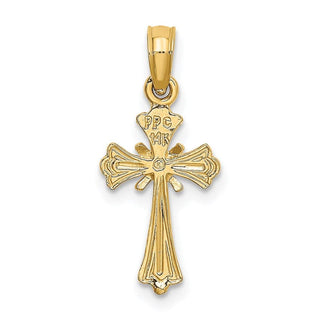 14k Yellow Gold Engraved Small Cross with X Center Pendant