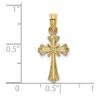 14k Yellow Gold Engraved Small Cross with X Center Pendant