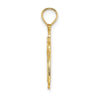14k Yellow Gold Polished and Cut-Out Engraved Cross Pendant