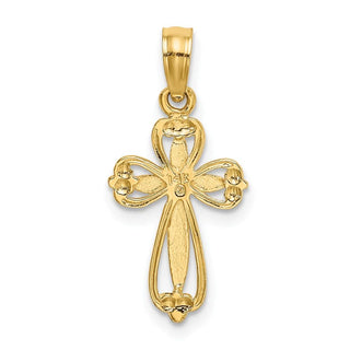 14k Yellow Gold Polished and Cut-Out Engraved Cross Pendant