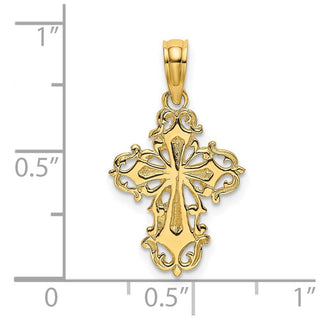 14k Yellow Gold Cut-Out Delicate Cross Pendant