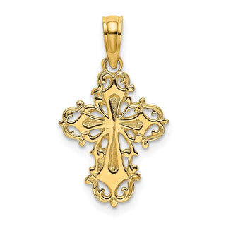 14k Yellow Gold Cut-Out Delicate Cross Pendant