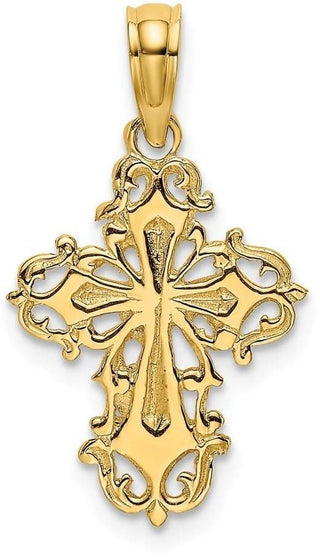 14k Yellow Gold Cut-Out Delicate Cross Pendant
