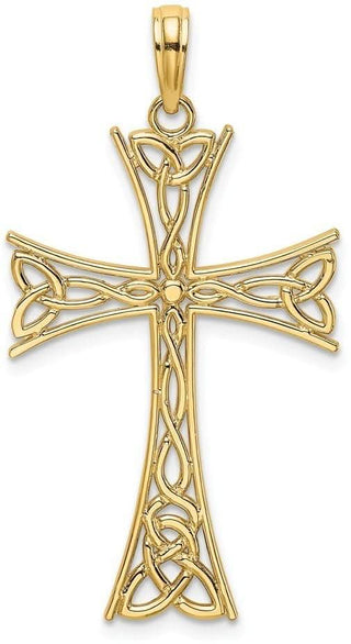 14k Yellow Gold Polished Celtic Knot Cross Pendant