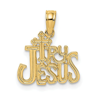 14k Yellow Gold Polished and Engraved Try Jesus Pendant