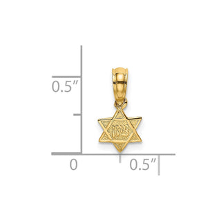 14k Yellow Gold Engraved Mini Star Of David Pendant