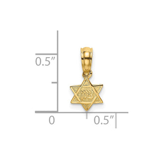 14k Yellow Gold Engraved Mini Star Of David Pendant