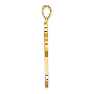 14k Yellow Gold Scroll Cross w/Sunburst Center Pendant