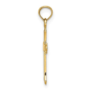 14k Yellow Gold 2-D Polished Cross Pendant