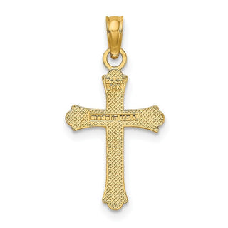 14k Yellow Gold 2-D Polished Cross Pendant
