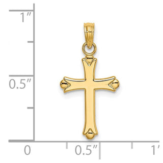 14k Yellow Gold 2-D Polished Cross Pendant