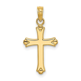 14k Yellow Gold 2-D Polished Cross Pendant